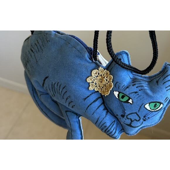VTG Andy Warhol Blue Cat Pop Art Purse Bag Artsy 80s Retro Hipster Kitty Y2K 00s - Picture 10 of 16